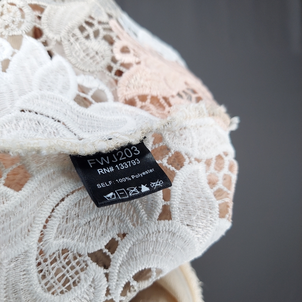 POL Oversize Button Collar Shirt Large Lace Floral Puffed Sleeve Pocket Shacket‎ - Picture 10 of 10